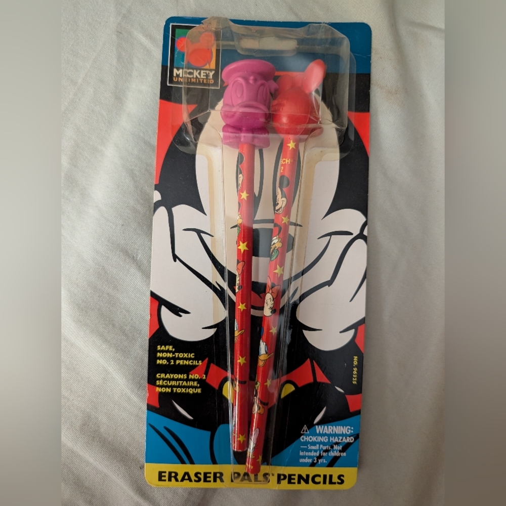 Pentech Donald Duck Unlimited Eraser Pals Pencils, 2 Pack Vtg Unopened